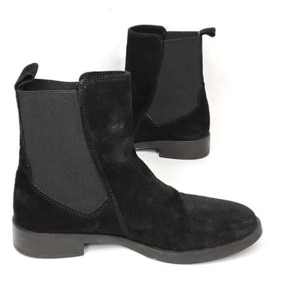 Emanuele Crasto Suede Chelsea Boot 39 US 8 Black Mid Calf Block Heel Italy - Picture 6 of 8
